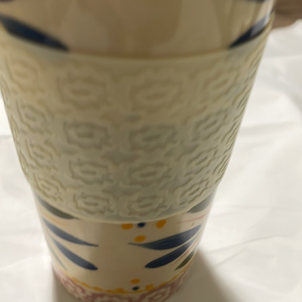 Temp-Tations By Tara Old World Confetti 16 oz Ceramic Travel Mug Silicone Lid - Picture 3 of 8